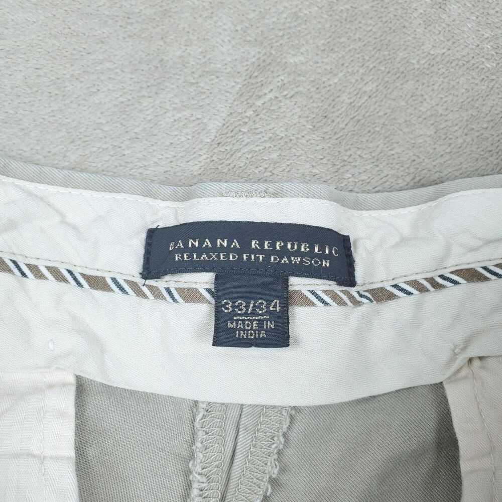 Banana Republic Dawson Pants Men's 33x34 Beige Relaxed Fit 100% Cotton - Picture 2 of 14